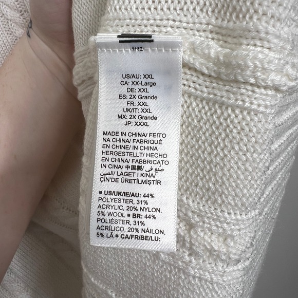 The Drop Womens Cable Knit V Neck Sleeveless Wool Blend Sweater Vest White XXL - Picture 16 of 16